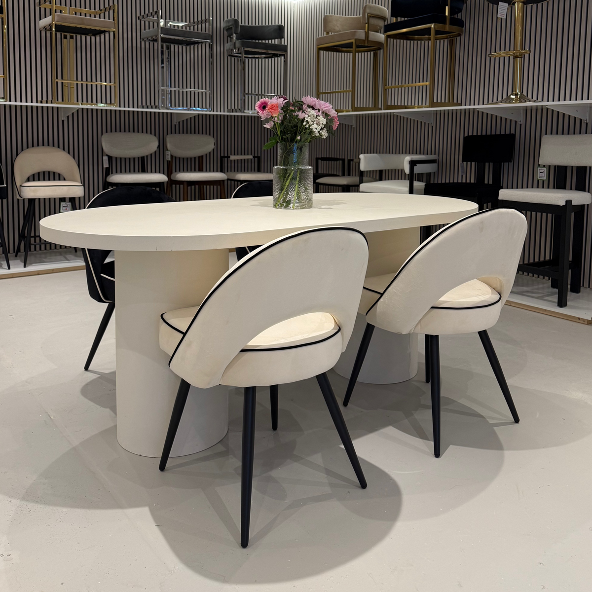 Cloud Micro Cement Dining Table & Mason Dining Chair – Lush Interiors