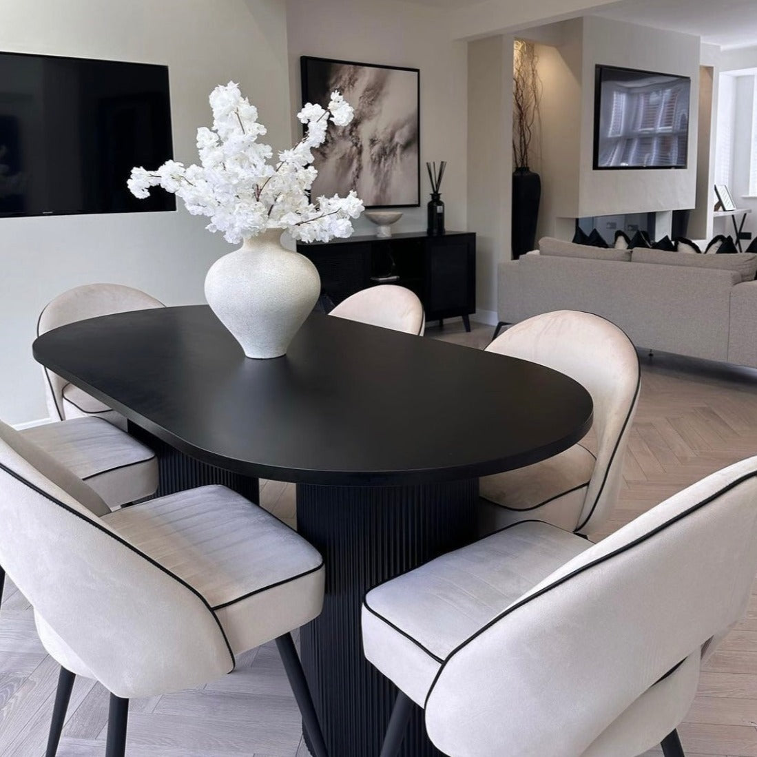 Luna Black Oval Dining Table - Main Image
