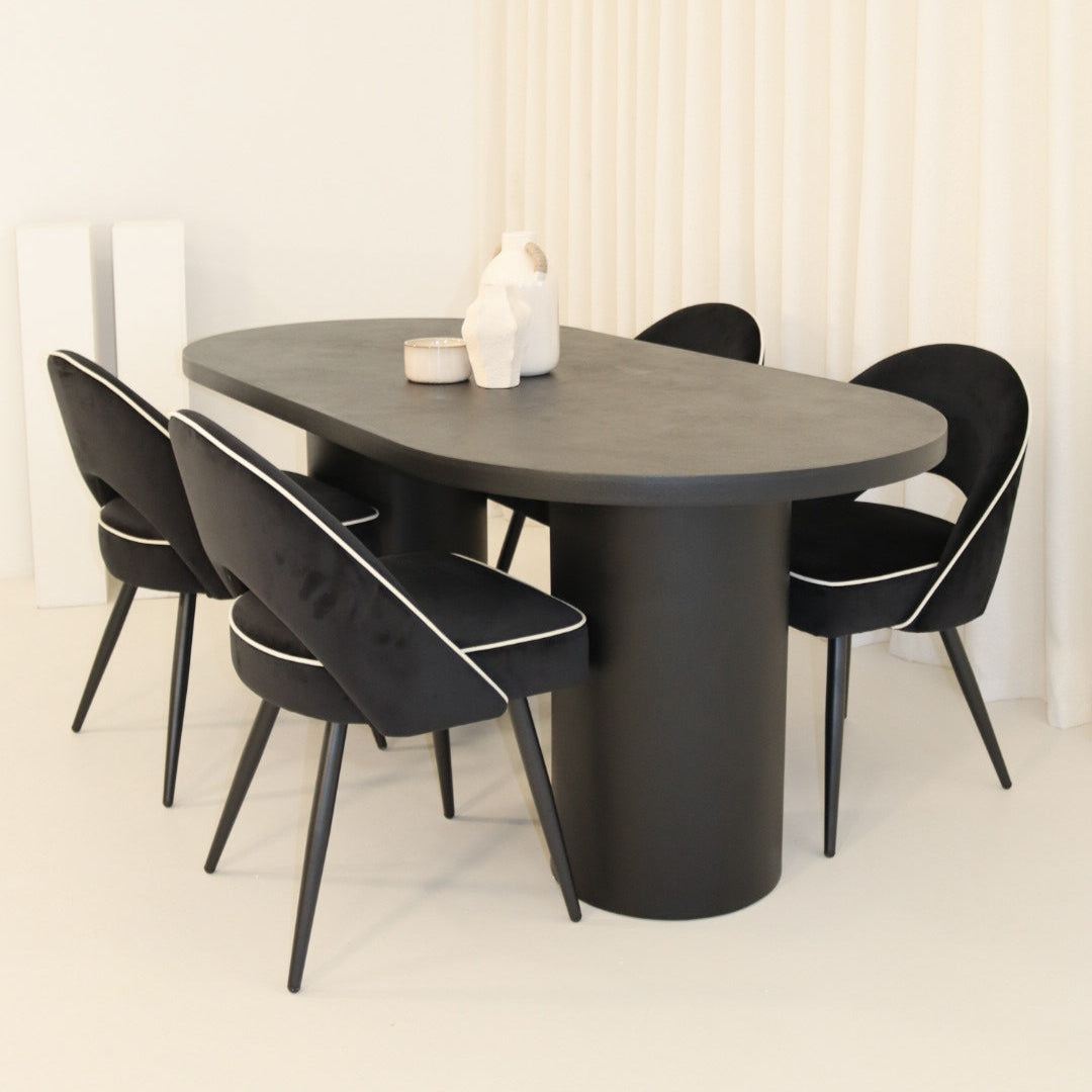 Cloud Black Micro Cement Table & Mason Dining Chair – Lush Interiors