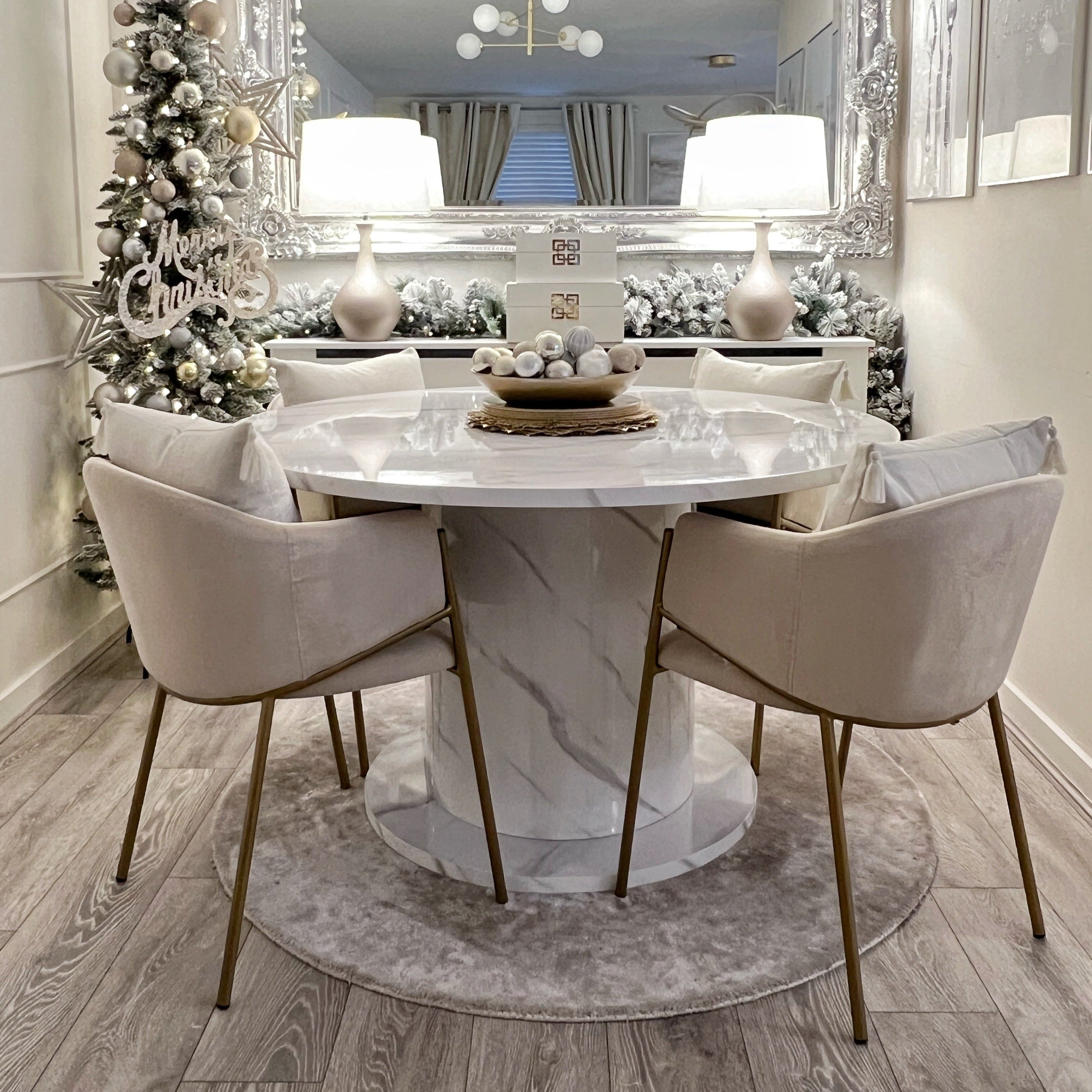 Olivia Marble Effect Round Dining Table