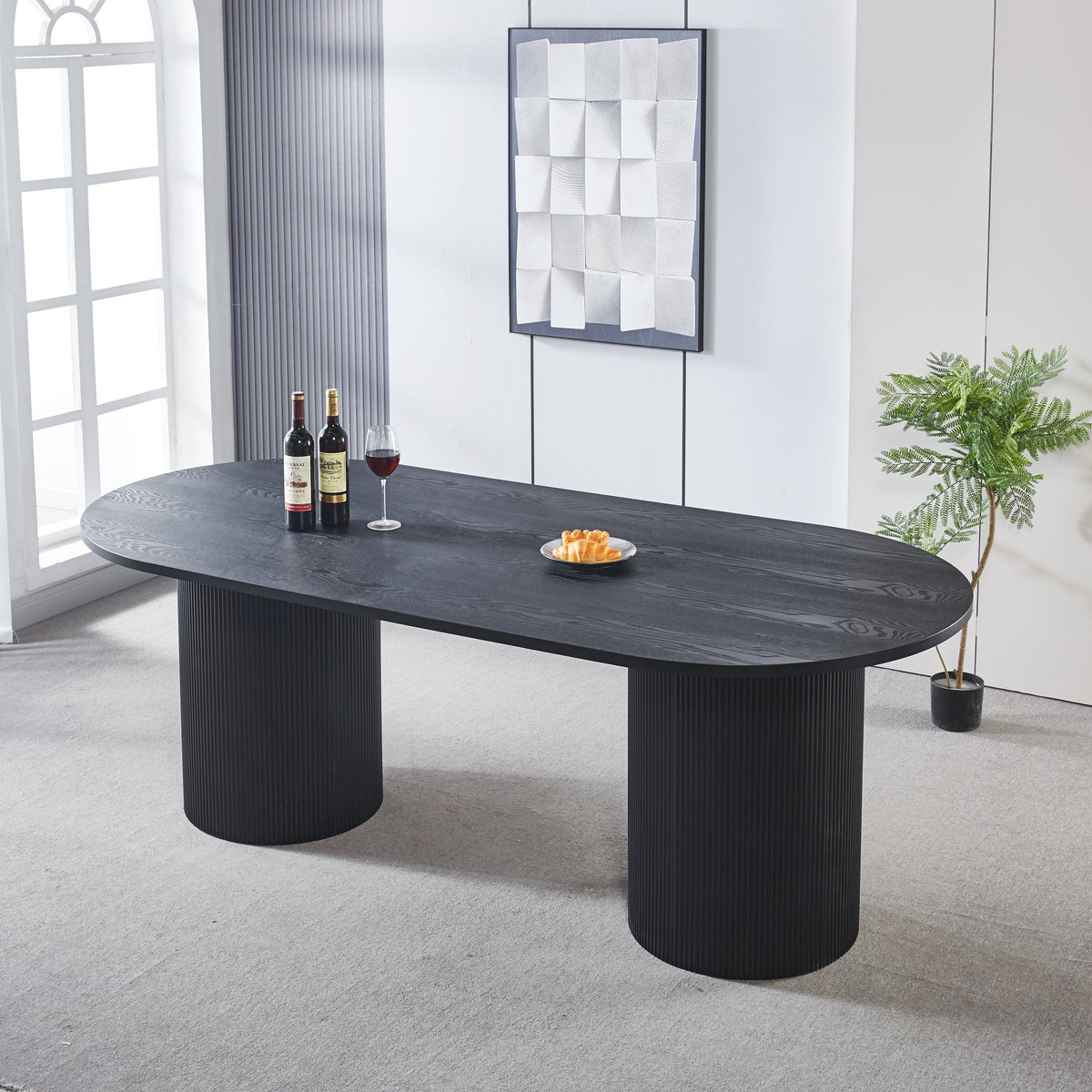 Luna Black Wood Oval Dining Table – Lush Interiors