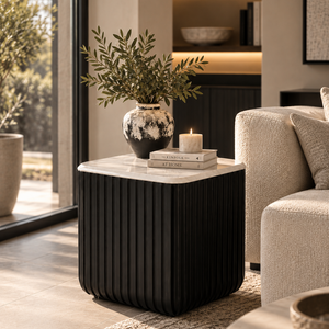 Vinci Marble Side Table Black