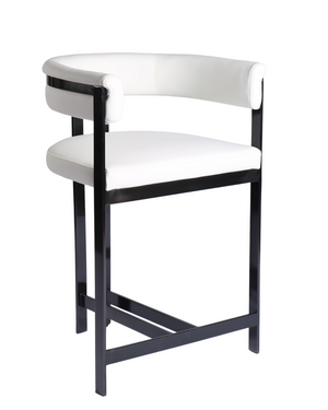 Fara White Leather Barstool