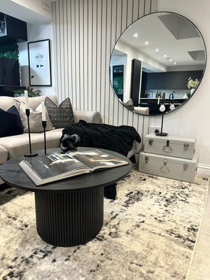 Loui Black Wood Round Coffee Table