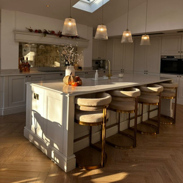 Sandro Velvet Barstool Cream & Gold