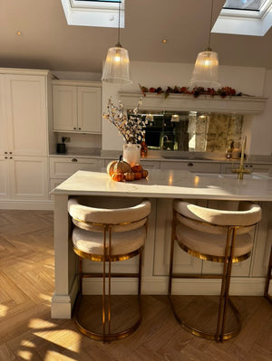 Sandro Velvet Barstool Cream & Gold