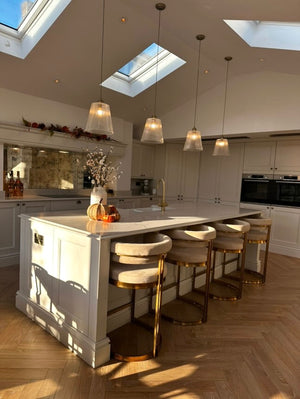 Sandro Velvet Barstool Cream & Gold