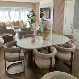 Luca White & Gold Marble Table