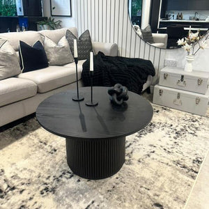 Loui Black Wood Round Coffee Table