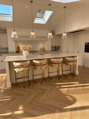 Sandro Velvet Barstool Cream & Gold