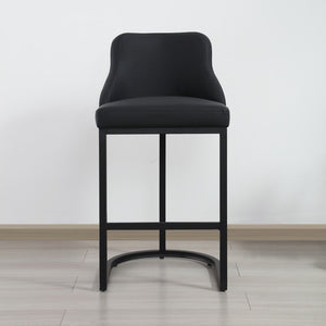 Faith Black Leather Barstool