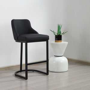 Faith Black Leather Barstool