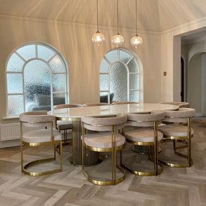 Luca White & Gold Marble Table