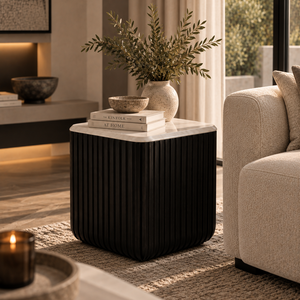 Vinci Marble Side Table Black