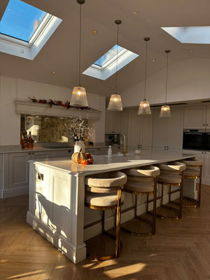 Sandro Velvet Barstool Cream & Gold