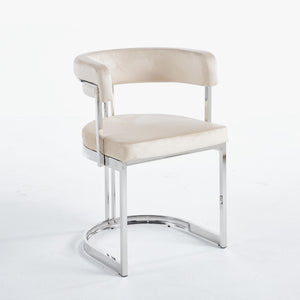 Sandro Velvet Dining Chair Cream & Silver