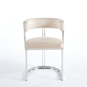 Sandro Velvet Dining Chair Cream & Silver