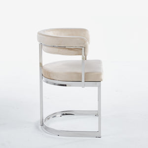 Sandro Velvet Dining Chair Cream & Silver