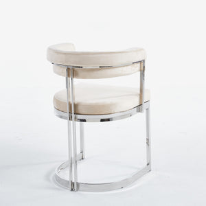 Sandro Velvet Dining Chair Cream & Silver