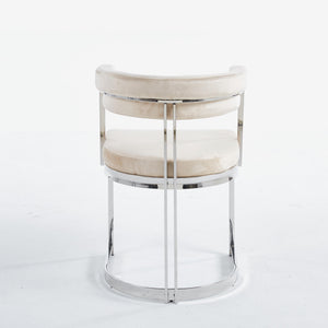 Sandro Velvet Dining Chair Cream & Silver
