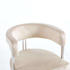 Sandro Velvet Dining Chair Cream & Silver