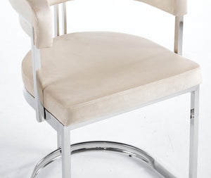 Sandro Velvet Dining Chair Cream & Silver
