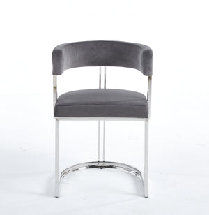 Sandro Velvet Dining Chair Grey & Silver