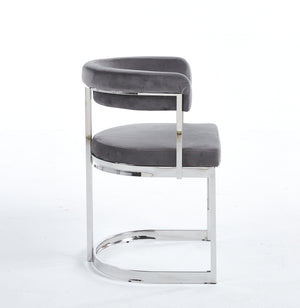 Sandro Velvet Dining Chair Grey & Silver