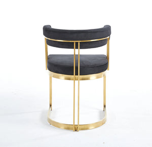 Luca White & Gold Round Marble Dining Table & 4 Sandro Velvet Chair Set