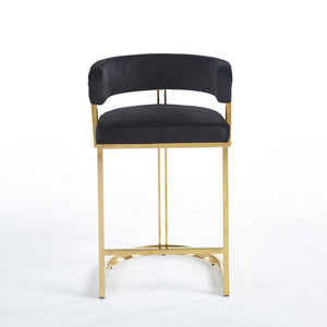 Sandro Velvet Barstool Black & Gold