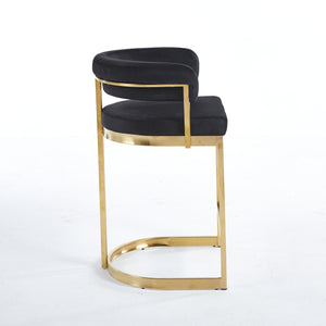 Sandro Velvet Barstool Black & Gold