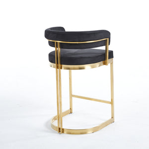 Sandro Velvet Barstool Black & Gold