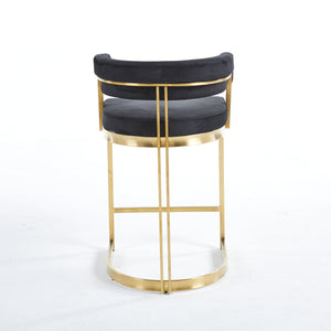 Sandro Velvet Barstool Black & Gold
