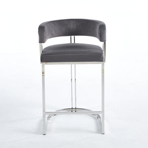 Sandro Velvet Barstool Grey & Silver