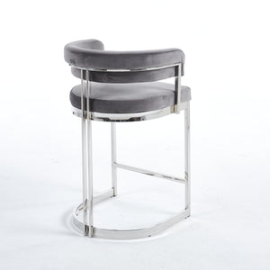 Sandro Velvet Barstool Grey & Silver