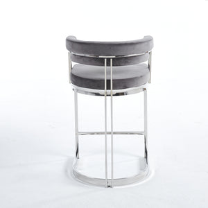 Sandro Velvet Barstool Grey & Silver