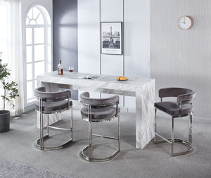 Sandro Velvet Barstool Grey & Silver
