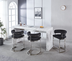 Sandro Velvet Barstool Black & Silver