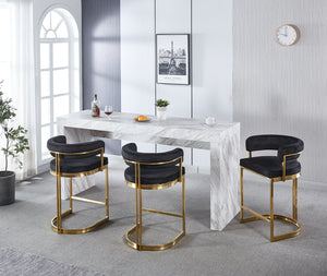 Sandro Velvet Barstool Black & Gold