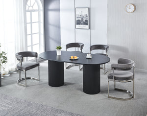 Sandro Velvet Dining Chair Grey & Silver
