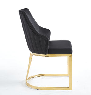 Lanvin Black & Gold Velvet Dining Chair