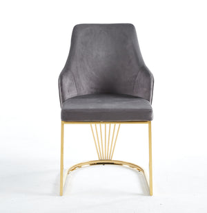 Lanvin Grey & Gold Velvet Dining Chair