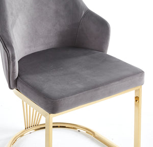 Lanvin Grey & Gold Velvet Dining Chair