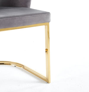 Lanvin Grey & Gold Velvet Dining Chair