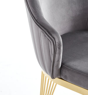 Lanvin Grey & Gold Velvet Dining Chair