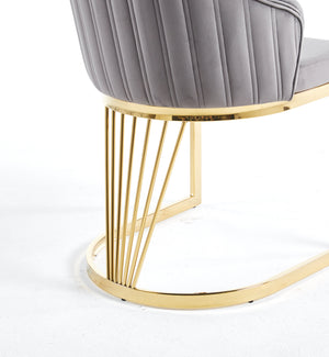 Lanvin Grey & Gold Velvet Dining Chair