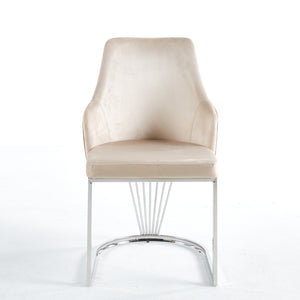 Lanvin Cream & Silver Velvet Dining Chair
