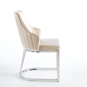 Lanvin Cream & Silver Velvet Dining Chair