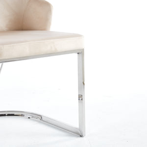 Lanvin Cream & Silver Velvet Dining Chair