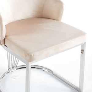 Lanvin Cream & Silver Velvet Dining Chair